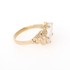 Vintage Baroque Pearl Ring - Estate 10k Yellow Gold Organic White Gemstone Brutalist Textured Statement - Circa 1980s Size 6.25 Fine Jewelry
