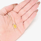 Edwardian Era Necklace - Antique 9k & 18k Yellow Gold Yellow Glass Cabochon Seed Pearl Halo - Circa 1910s Dainty Fine Conversion Jewelry