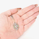 Art Deco Aquamarine Lavalier - Vintage 14k White Gold Filigree Natural Blue Gemstone Flower Enamel Simulated Pearls - Circa 1920s Jewelry