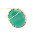 Green Agate Cameo Necklace - Vintage 14k Yellow Gold Chalcedony Gemstone Brooch Pendant - Circa 1960s Renaissance Revival Statement Jewelry