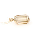 Modern Citrine Pendant - Estate 14k Yellow Gold Emerald Cut 9.05 CT Natural Gemstone Necklace - Circa 2000s Fine November Birthstone Jewelry