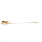 Antique Elk Stick Pin - Edwardian 14k Yellow Gold .15 CT Old European Cut Diamond Star - Circa 1900s Ruby Eye Jolly Cork Deer Animal Jewelry