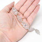 Rock Crystal Quartz Bracelet - Art Deco 14k White Gold Natural Diamond & Created Sapphire Accents - Circa 1930s Era Filigree Fine Jewelry