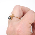 Cultured Pearl Ring - Antique 18k Yellow Gold White & Black Organic Gemstone - Edwardian Circa 1910s Era Size 5 1/2 Toi Et Moi Fine Jewelry