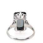 Vintage Hematite Ring - Mid Century 14k White Gold Dark Gray Metallic Solitaire - Circa Early 1960s Era Size 6 1/2 Fine Statement Jewelry