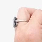 Vintage Hematite Ring - Mid Century 14k White Gold Dark Gray Metallic Solitaire - Circa Early 1960s Era Size 6 1/2 Fine Statement Jewelry