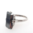 Vintage Hematite Ring - Mid Century 14k White Gold Dark Gray Metallic Solitaire - Circa Early 1960s Era Size 6 1/2 Fine Statement Jewelry