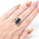 Vintage Hematite Ring - Mid Century 14k White Gold Dark Gray Metallic Solitaire - Circa Early 1960s Era Size 6 1/2 Fine Statement Jewelry