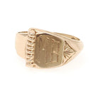 Vintage Signet Ring - Art Deco 10k Yellow Gold "MB" Engraved Initials Book Design - Circa 1930s Era Size 8 Unisex Fine Statement 30s Jewelry