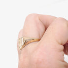 Vintage Signet Ring - Art Deco 10k Yellow Gold "MB" Engraved Initials Book Design - Circa 1930s Era Size 8 Unisex Fine Statement 30s Jewelry
