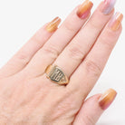 Vintage Signet Ring - Art Deco 10k Yellow Gold "MB" Engraved Initials Book Design - Circa 1930s Era Size 8 Unisex Fine Statement 30s Jewelry