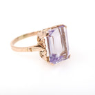 Vintage Amethyst Ring - Retro 14k Yellow Gold Rectangular Step Cut Purple Gem - Circa 1940s Era Size 7 3/4 February Birthstone Fine Jewelry