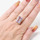 Vintage Amethyst Ring - Retro 14k Yellow Gold Rectangular Step Cut Purple Gem - Circa 1940s Era Size 7 3/4 February Birthstone Fine Jewelry