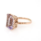Vintage Amethyst Ring - Retro 14k Yellow Gold Rectangular Step Cut Purple Gem - Circa 1940s Era Size 7 3/4 February Birthstone Fine Jewelry