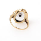 Rock Crystal Quartz Ring - Vintage 10k Yellow Gold Oval Camphor & Created Ruby Shield - Circa 1940s Size 6 1/4 July Birthstone Fine Jewelry