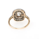 Antique Diamond Ring - Antique 14k White & 8k Yellow Gold 1.33 CTW Old Mine Cut Halo Cluster - Circa 1920s Size 6 1/2 Fine Two Tone Jewelry
