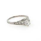 Vintage Diamond Ring - Art Deco 18k White Gold Natural .59 CT Gem Solitaire Engagement - Circa 1930s Era Size 6 1/4 Filigree Fine Jewelry