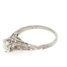 Vintage Diamond Ring - Art Deco 18k White Gold Natural .59 CT Gem Solitaire Engagement - Circa 1930s Era Size 6 1/4 Filigree Fine Jewelry