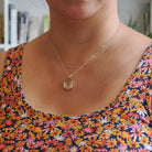 Rutilated Quartz Necklace - Modern Estate 14k Yellow Gold Natural Gemstone Floral Pendant Charm - Circa 2000s Fine Venus Hair Stone Jewelry