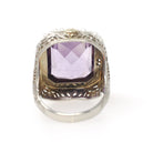 Vintage Amethyst Ring - Art Deco 14k White Gold Filigree Purple Gemstone Seed Pearl Halo - Circa 1930s Size 4 1/2 Fine Statement Jewelry
