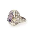 Vintage Amethyst Ring - Art Deco 14k White Gold Filigree Purple Gemstone Seed Pearl Halo - Circa 1930s Size 4 1/2 Fine Statement Jewelry
