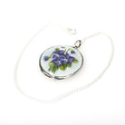 Antique Enamel Flower Locket - Edwardian Sterling Silver Guilloché Keepsake Pendant Necklace - Circa 1910s Original Photograph Fine Jewelry