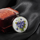 Antique Enamel Flower Locket - Edwardian Sterling Silver Guilloché Keepsake Pendant Necklace - Circa 1910s Original Photograph Fine Jewelry