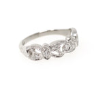 Diamond Wedding Band - Vintage Platinum .25 CTW Open Metal Filigree Design Ring - Mid Century Circa 1950s Era Size 7 1/2 Fine Bridal Jewelry