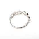 Diamond Wedding Band - Vintage Platinum .25 CTW Open Metal Filigree Design Ring - Mid Century Circa 1950s Era Size 7 1/2 Fine Bridal Jewelry