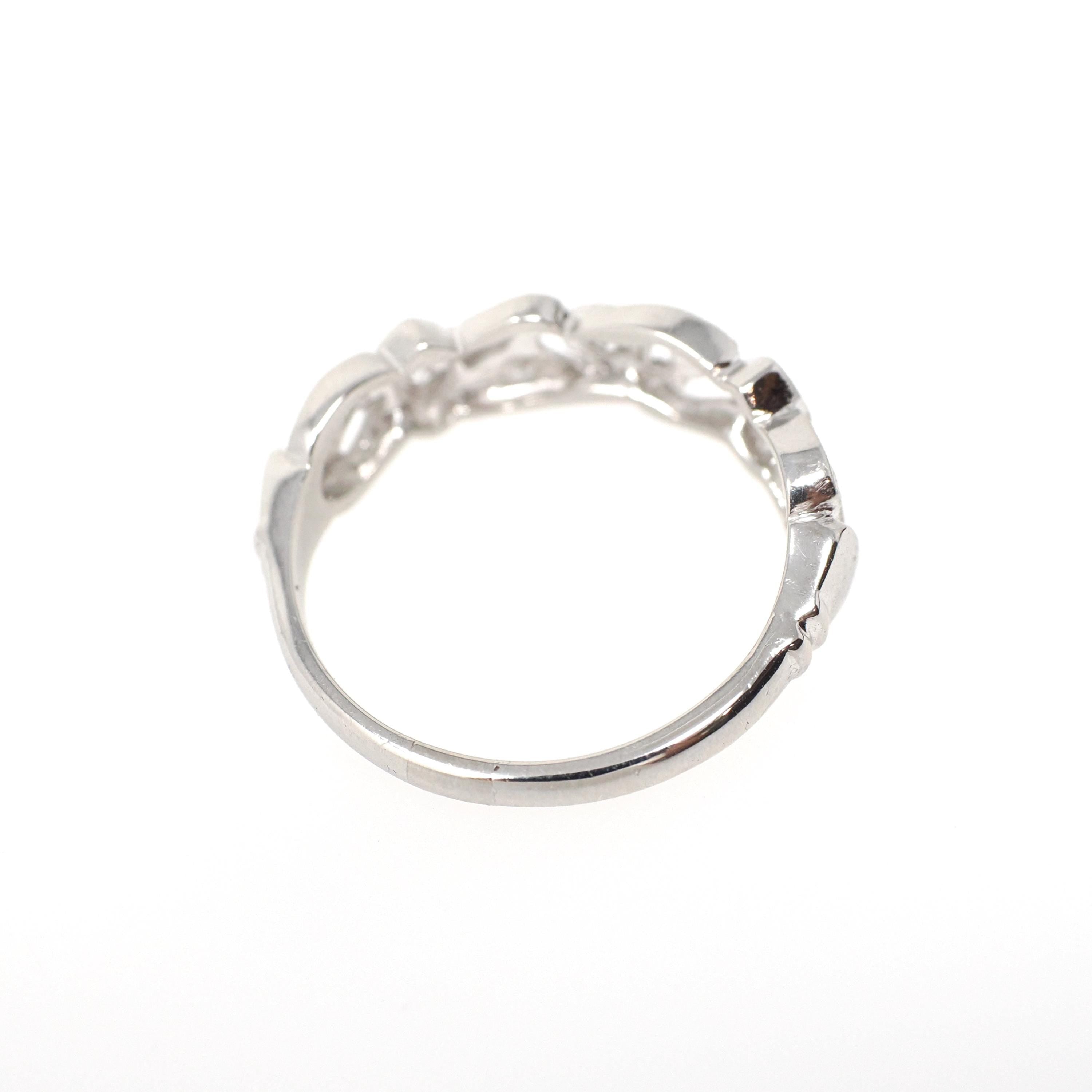 Diamond Wedding Band - Vintage Platinum .25 CTW Open Metal Filigree Design Ring - Mid Century Circa 1950s Era Size 7 1/2 Fine Bridal Jewelry