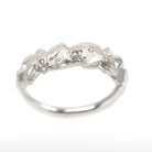 Diamond Wedding Band - Vintage Platinum .25 CTW Open Metal Filigree Design Ring - Mid Century Circa 1950s Era Size 7 1/2 Fine Bridal Jewelry