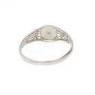 Vintage Baby Ring - Art Deco 14k White Gold Natural Diamond Flower Filigree Midi Band - Circa 1930s Era Size 3 Floral Dainty Fine Jewelry
