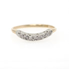 Vintage Diamond Band - Mid Century 14k Yellow & White Gold .02 CTW Curved Ring - 1950s Era Size 7 1/2 Wedding Fine Contour Bridal Jewelry