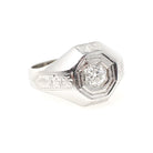 Art Deco Diamond Ring - Vintage 18k White Gold Natural .52 CT Old European Cut Unisex Engagement - Circa 1930s Octagonal Fine Bridal Jewelry
