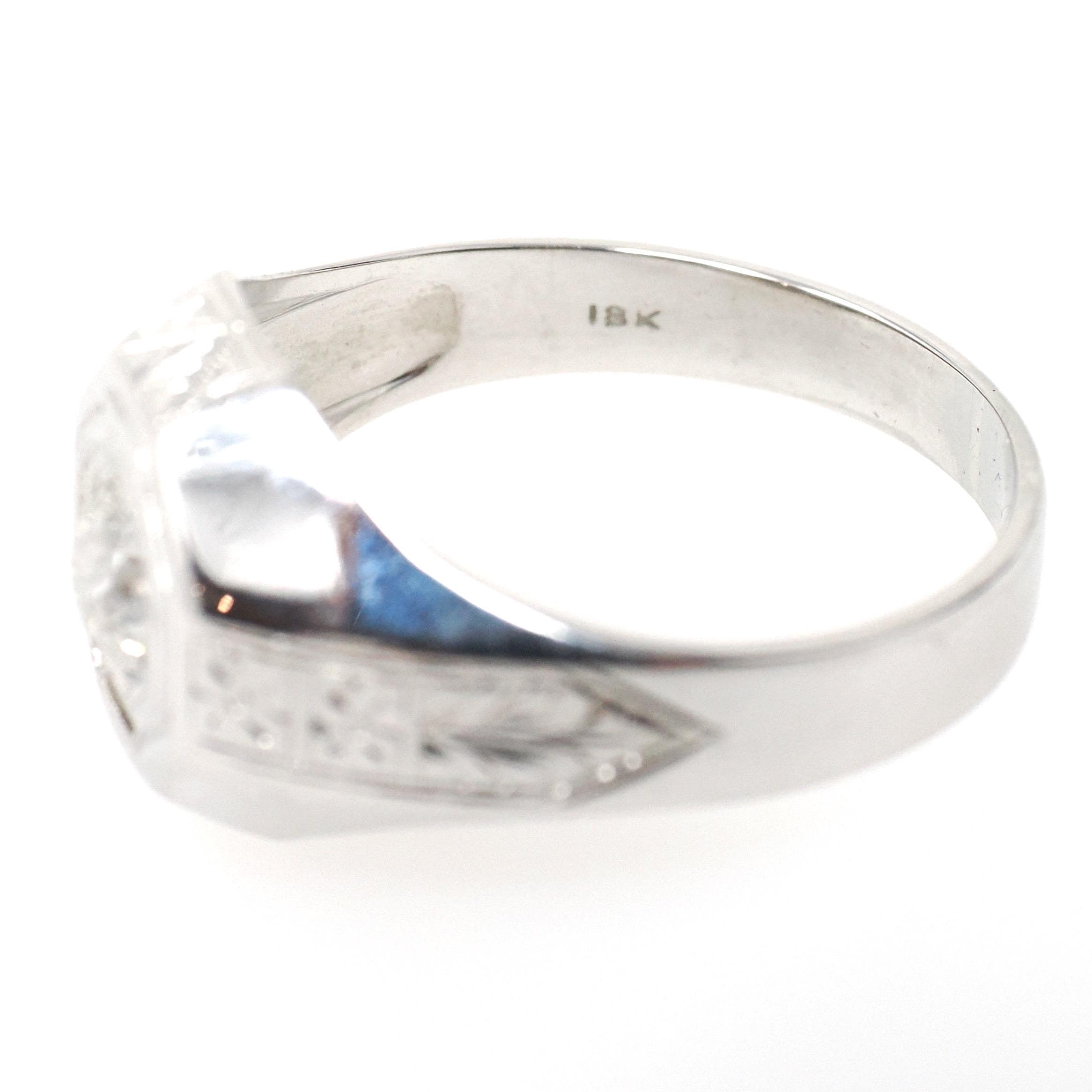 Art Deco Diamond Ring - Vintage 18k White Gold Natural .52 CT Old European Cut Unisex Engagement - Circa 1930s Octagonal Fine Bridal Jewelry