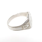 Vintage "JH" Signet Ring - Art Deco 10k White Gold Hexagonal Men's Unisex Statement - Circa 1930s Era Size 7 1/2 Ostby & Barton Fine Jewelry
