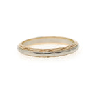 Vintage Wedding Band - Mid Century 14k Yellow & White Gold Two Tone Ring - Circa 1950s Size 7.5 Scallop Design Fine Engraved Bridal Jewelry