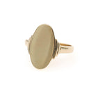 Vintage Signet Ring - Mid Century 10k Yellow Gold Elongated Oval Statement Shield - Circa 1950s Era Size 6 1/4 Engrave Fine B&F Jewelry