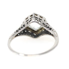 Vintage Aquamarine Ring - Art Deco Era 18k White Gold Natural Blue Hexagonal Gemstone - Vintage Circa 1930s Size 5 3/4 Filigree Fine Jewelry