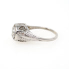 Art Deco Diamond Ring - Vintage 14k White Gold Natural .17 CT Octagon Engagement Solitaire - Circa 1930s Size 6 Floral Filigree Fine Jewelry