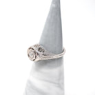 Art Deco Diamond Ring - Vintage 14k White Gold Natural .17 CT Octagon Engagement Solitaire - Circa 1930s Size 6 Floral Filigree Fine Jewelry