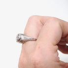 Art Deco Diamond Ring - Vintage 14k White Gold Natural .17 CT Octagon Engagement Solitaire - Circa 1930s Size 6 Floral Filigree Fine Jewelry