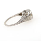 Art Deco Diamond Ring - Vintage 14k White Gold Natural .17 CT Octagon Engagement Solitaire - Circa 1930s Size 6 Floral Filigree Fine Jewelry