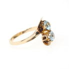 Vintage Zircon Ring - Retro 10k Yellow Gold Round Faceted Natural Blue Gems - Circa 1940s Era Size 7 Toi Et Moi Ostby & Barton Fine Jewelry