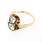 Vintage Zircon Ring - Retro 10k Yellow Gold Round Faceted Natural Blue Gems - Circa 1940s Era Size 7 Toi Et Moi Ostby & Barton Fine Jewelry