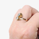 Vintage Zircon Ring - Retro 10k Yellow Gold Round Faceted Natural Blue Gems - Circa 1940s Era Size 7 Toi Et Moi Ostby & Barton Fine Jewelry