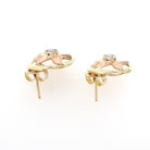 Vintage Aquamarine Earrings - Mid Century 14k Yellow & Rose Gold Flower Studs - Circa 1940s Pierced Push Back Floral Two Tone Fine Jewelry