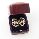 Vintage Aquamarine Earrings - Mid Century 14k Yellow & Rose Gold Flower Studs - Circa 1940s Pierced Push Back Floral Two Tone Fine Jewelry