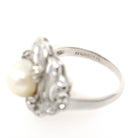 Art Deco Pearl Ring - Antique Platinum Organic 7.5 MM Cultured Gem - Circa 1920s Size 5 Fine .24 CTW Diamond Accent June Birthstone Jewelry