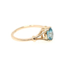 Blue Zircon Ring - Modern 14k Yellow Gold Oval 1.25 CT Gemstone Solitaire - Estate Circa 2000s Size 7 1/2 December Birthstone Fine Jewelry